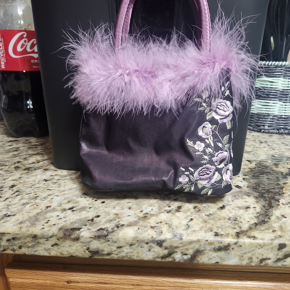 Dolls Kill Purple Mini Bag with Floral Embroidery